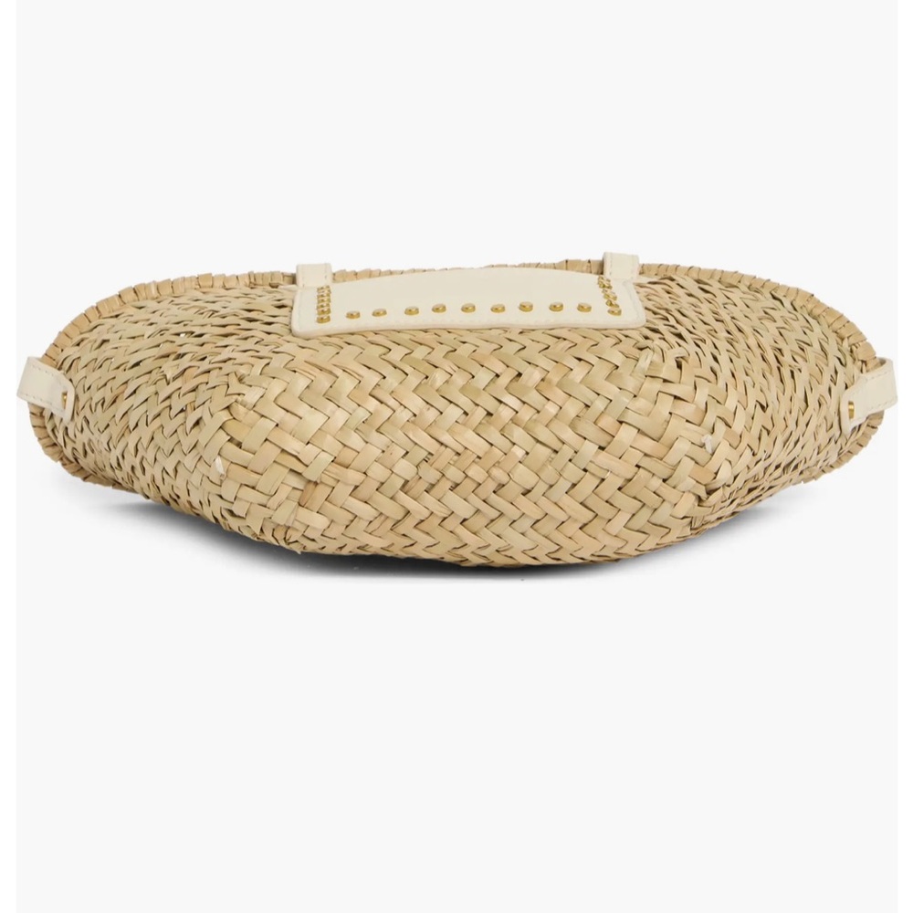Woven Straw Tote with Cream Leather Trim - Picture 6 of 6